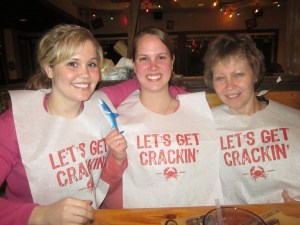 Mom, Laura, and I at Joe's Crab Shack