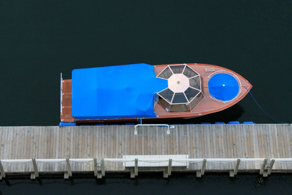 Wooden boat for transport to the Coeur d'Alene golf course