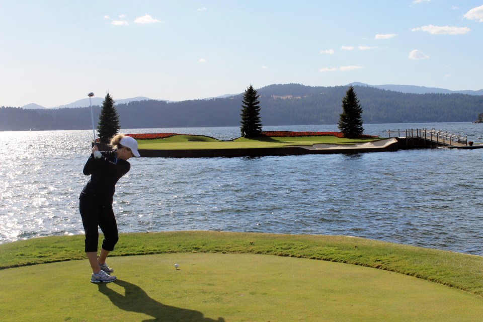 floating green at coeur d' alene
